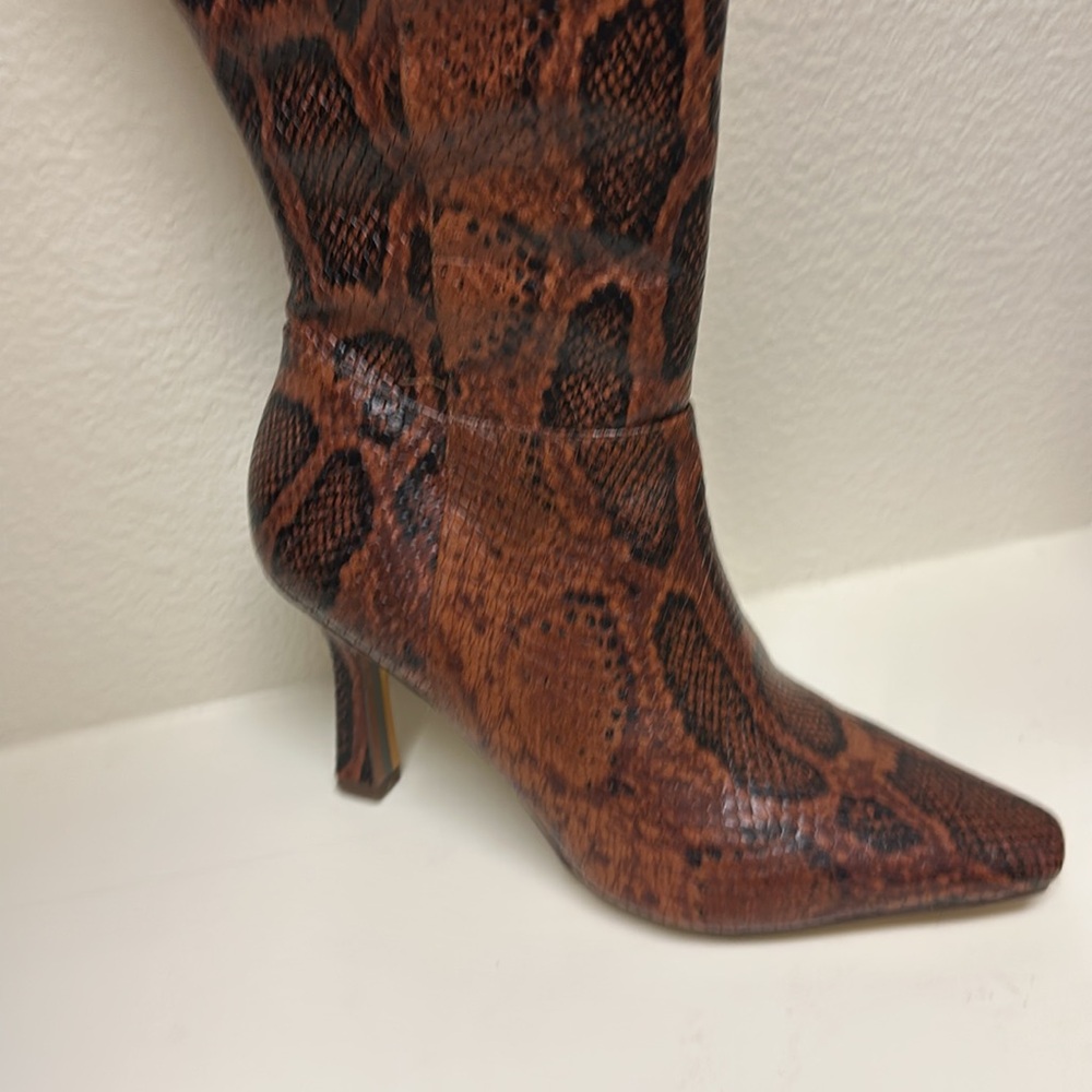 Sam Edelman Brown Snake Print Heeled Boots - Picture 4 of 11